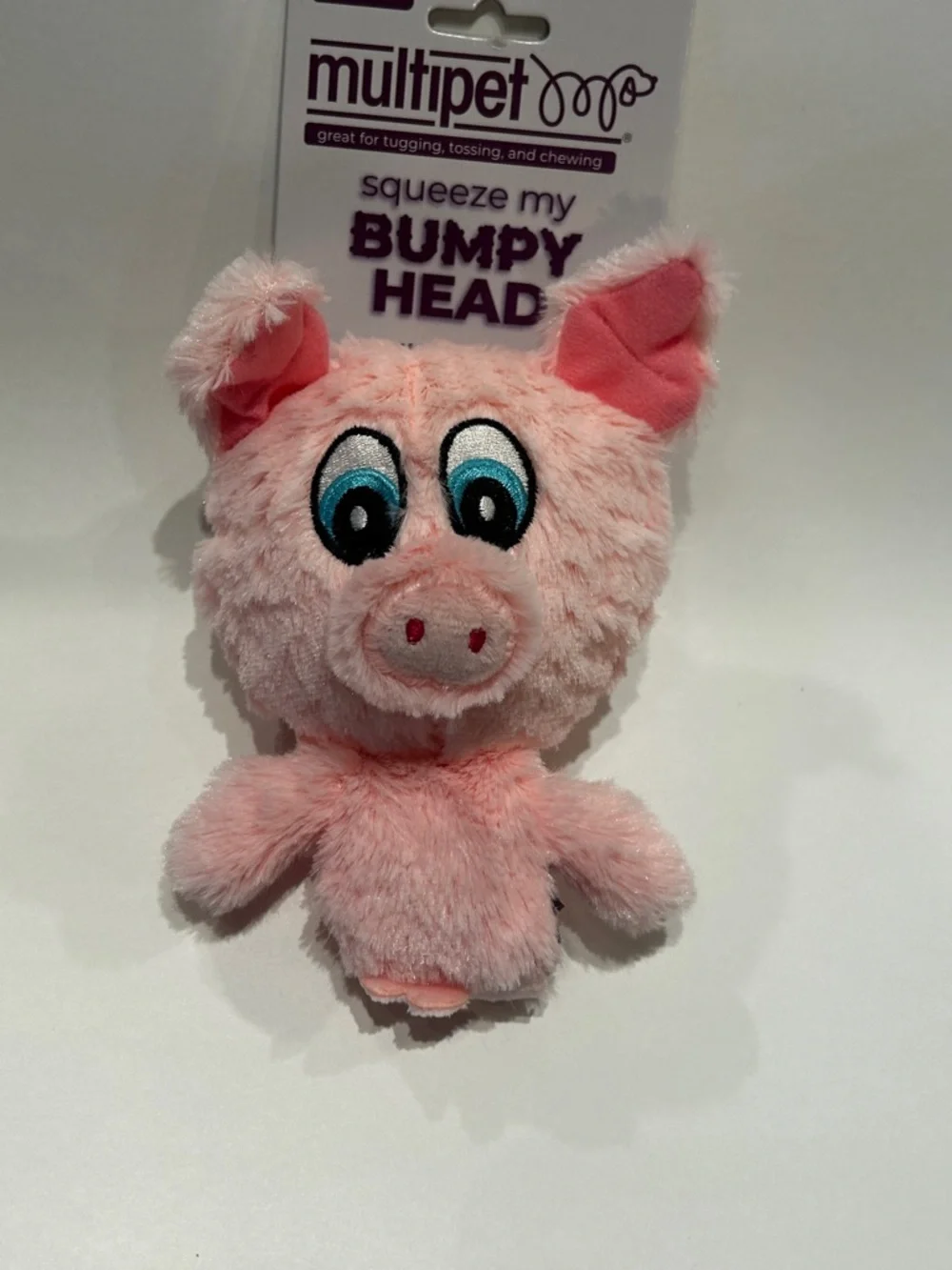 Multi pet Dog toy Pink Plush Pig Squeaky Toy Bumpy Head fur baby puppy doggies